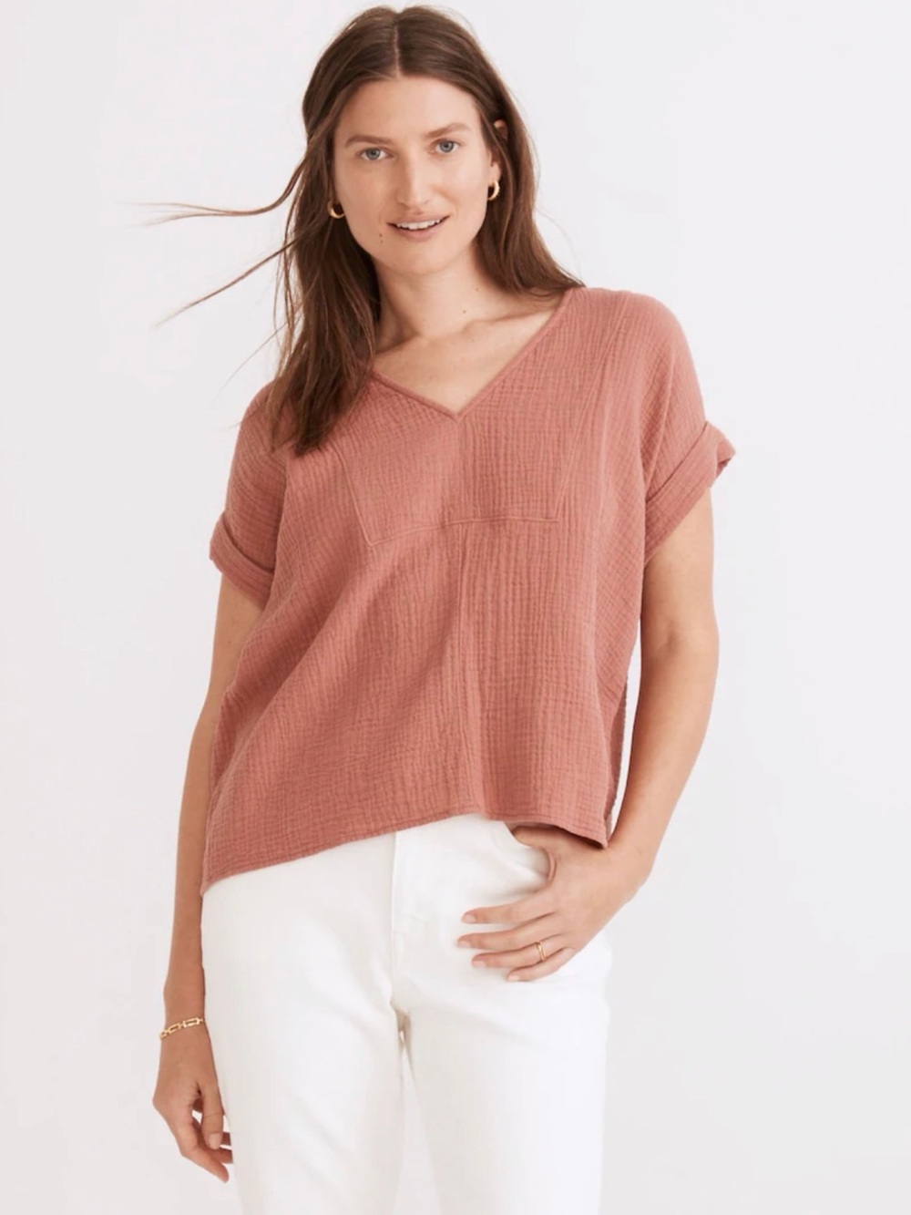 Madewell XXS  Lightspun Westin Top dusty rose EUC